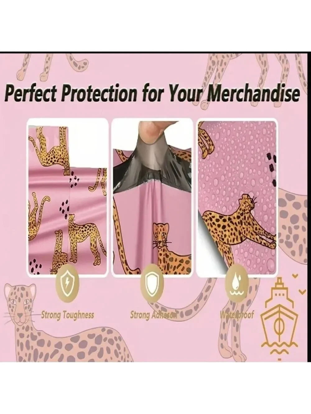 Ten Pink Leopard Print 12x15.5 Poly Mailers